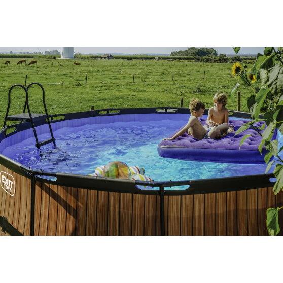 EXIT Black Leather pool ø427x122cm med sandfilterpump - svart