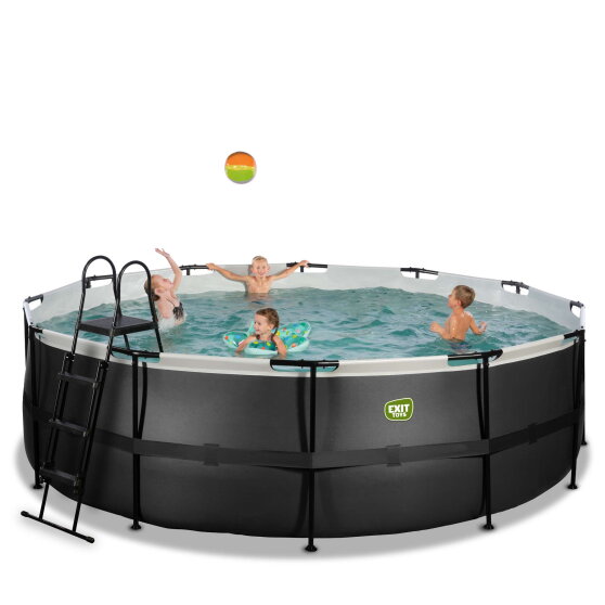 EXIT Black Leather pool &oslash;450x122cm med sandfilterpump - svart