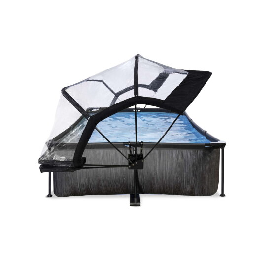 EXIT Black Wood pool 300x200x65cm med filterpump och tak - svart
