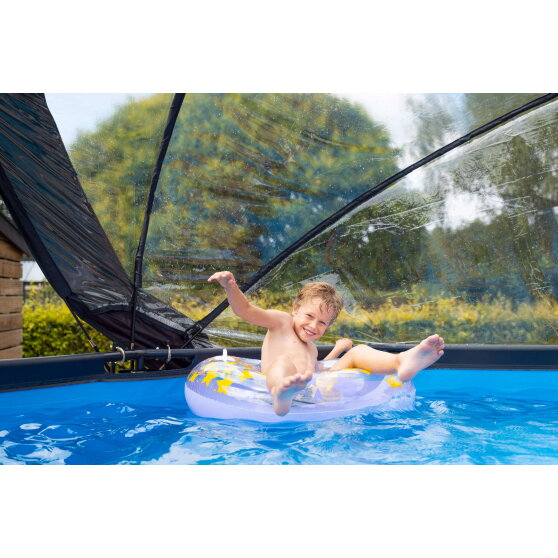 EXIT Black Leather pool &oslash;360x122cm med sandfilterpump och tak och tillbeh&ouml;rsset - svart