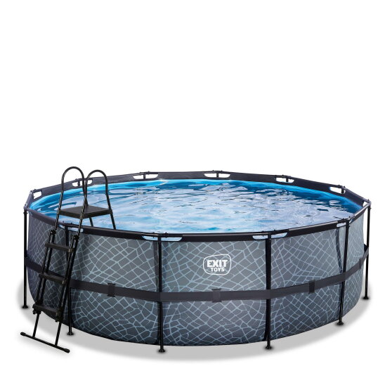 EXIT Stone pool &oslash;427x122cm med sandfilterpump - gr&aring;