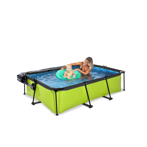EXIT Lime pool 220x150x65cm med filterpump och tak - grön