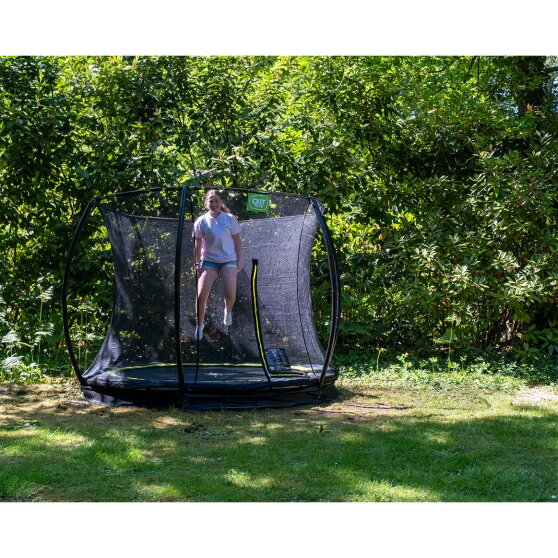EXIT Silhouette nedgrävd studsmatta ø244cm med skyddsnät - rosa