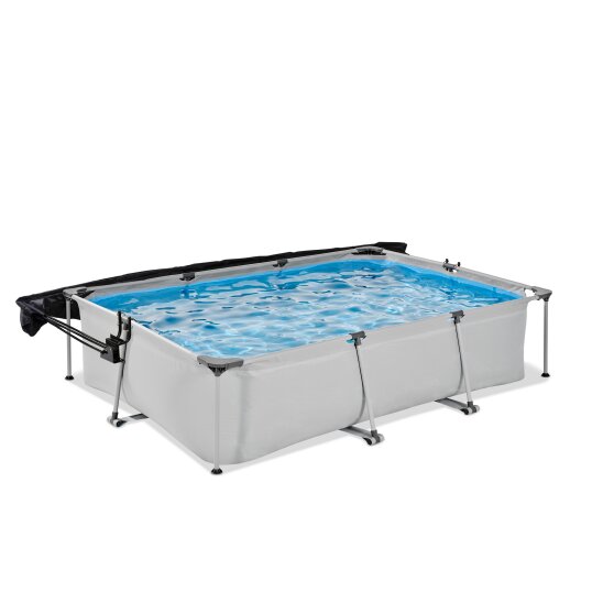EXIT Soft Grey pool 300x200x65cm med filterpump och solsegel - grå