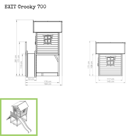 EXIT Crooky 700 wooden playhouse - grey-beige