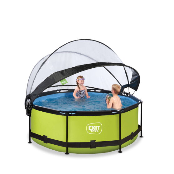 EXIT Lime pool ø244x76cm med filterpump och tak - grön