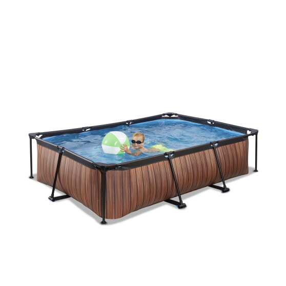 EXIT Wood pool 300x200x65cm med filterpump - brun