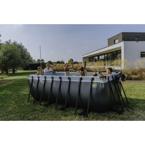 EXIT Wood pool 400x200x122cm med sandfilterpump - brun