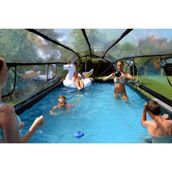 EXIT Wood pool 540x250x100cm med sandfilterpump och tak - brun