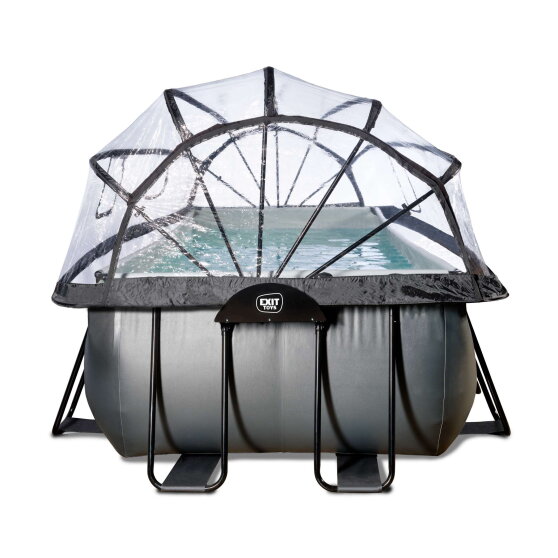 EXIT Black Leather pool 540x250x122cm med sandfilterpump och tak och tillbehörsset - svart