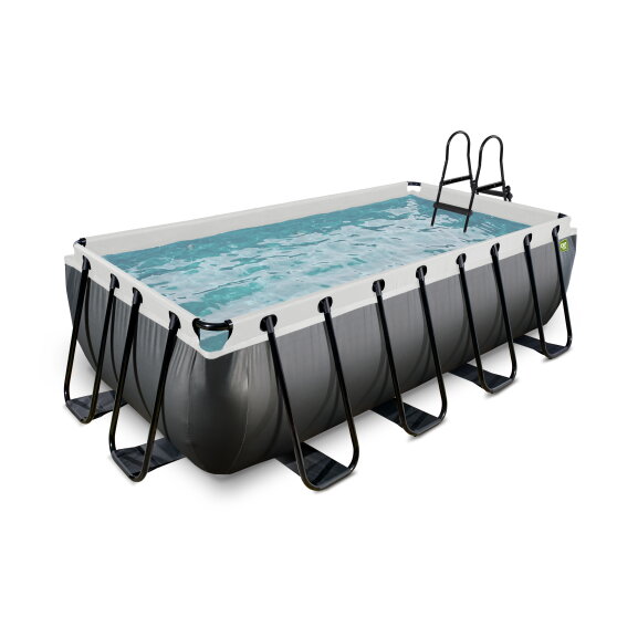 EXIT Black Leather pool 400x200x100cm med sandfilterpump - svart