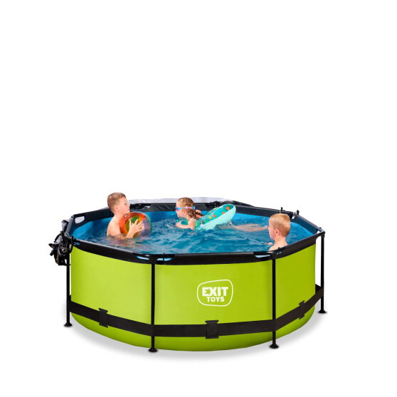 EXIT Lime pool ø244x76cm med filterpump och tak - grön