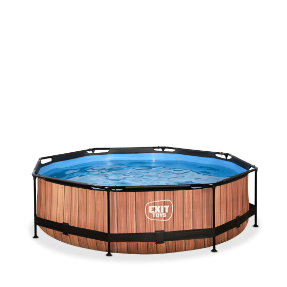 EXIT Wood pool ø300x76cm med filterpump - brun
