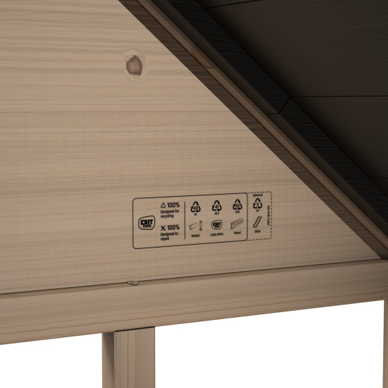 EXIT Panorama 500 lekstuga av tr&auml; med rutschkana och sandl&aring;da