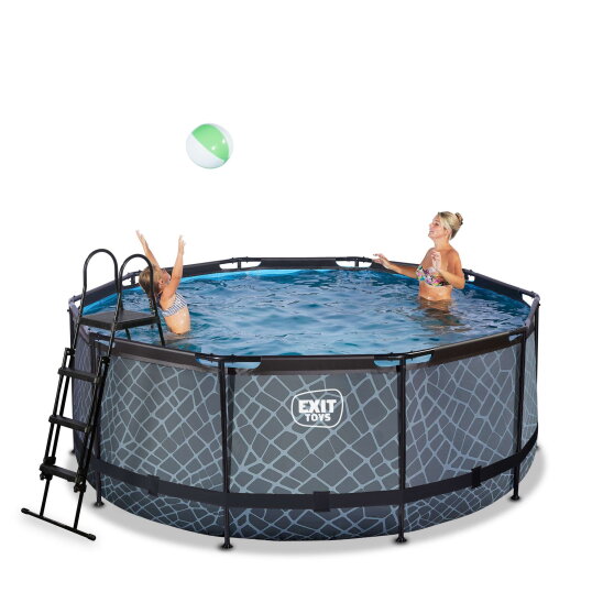 EXIT Stone pool ø360x122cm med sandfilterpump - grå
