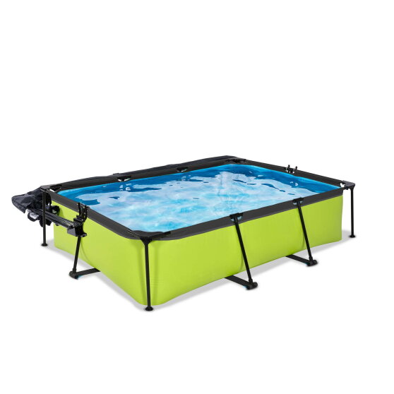 EXIT Lime pool 300x200x65cm med filterpump och tak och solsegel - gr&ouml;n