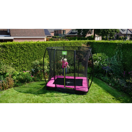 EXIT Silhouette nedgrävd studsmatta 153x214cm med skyddsnät - rosa