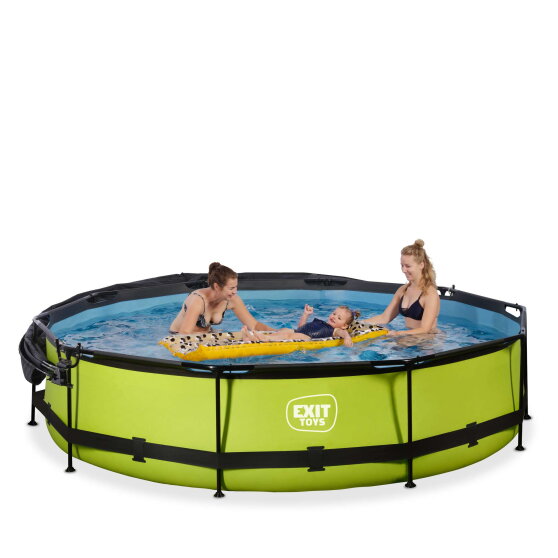 EXIT Lime pool ø360x76cm med filterpump och solsegel - grön