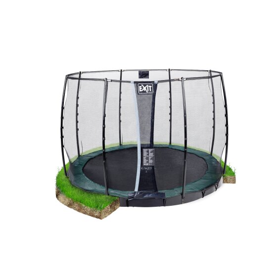 EXIT InTerra ground level trampoline ø305cm with safety net - green