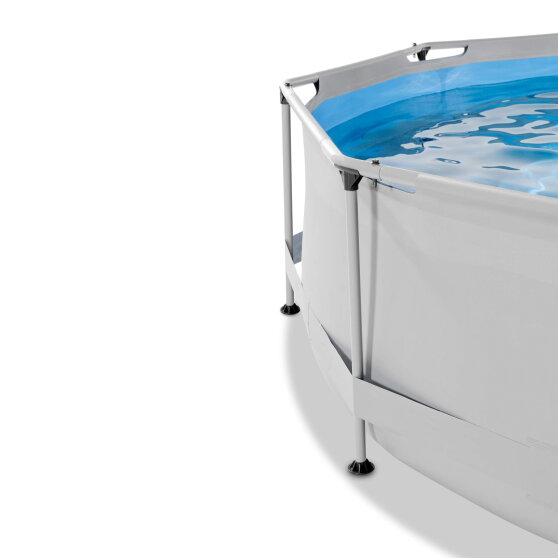 EXIT Soft Grey pool &oslash;360x76cm med filterpump och tak - gr&aring;