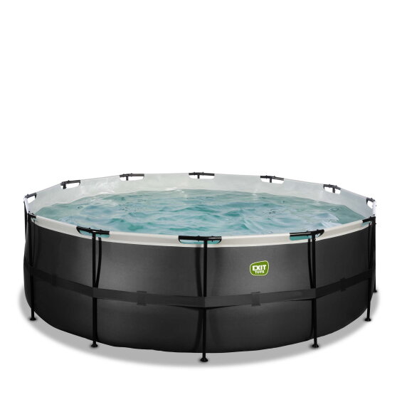 EXIT Black Leather pool ø427x122cm med filterpump - svart