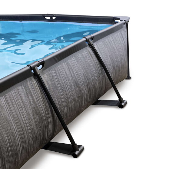 EXIT Black Wood pool 220x150x65cm med filterpump och tak - svart