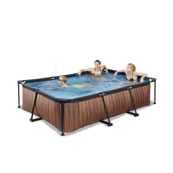 EXIT Wood pool 300x200x65cm med filterpump - brun