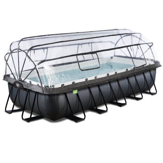 EXIT Black Leather pool 540x250x100cm med sandfilterpump och tak - svart