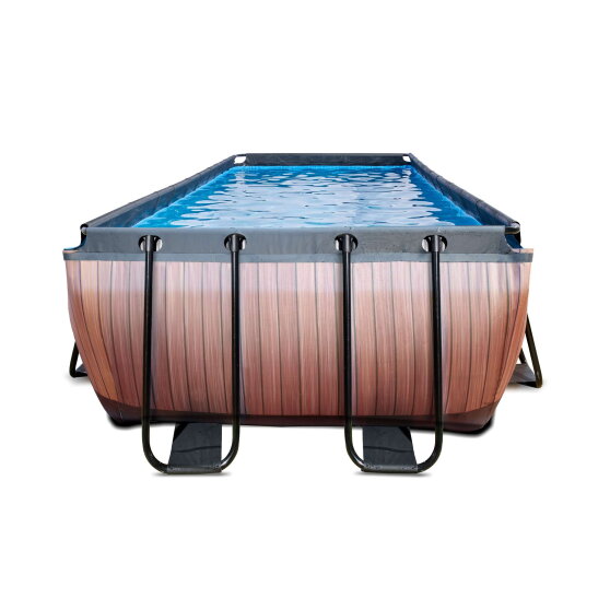 EXIT Wood pool 540x250x122cm med filterpump - brun