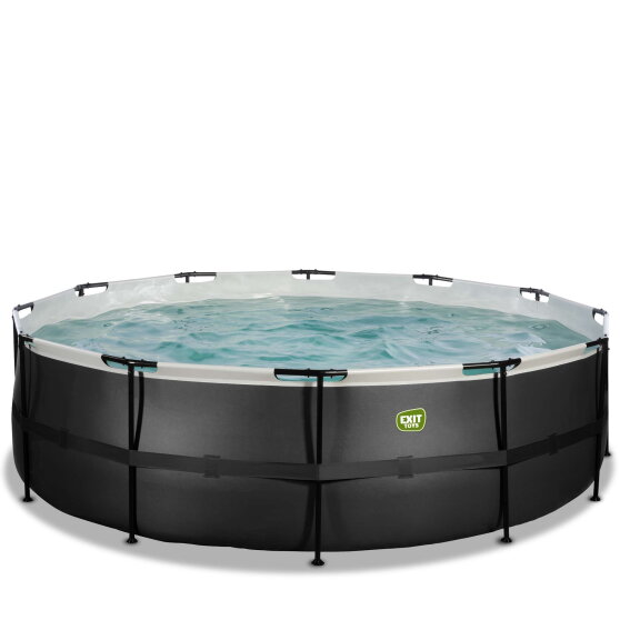 EXIT Black Leather pool &oslash;488x122cm med sandfilterpump - svart