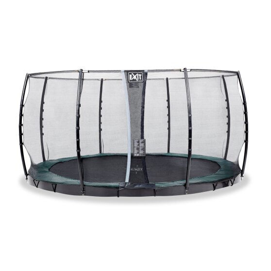 EXIT InTerra ground level trampoline ø427cm with safety net - green