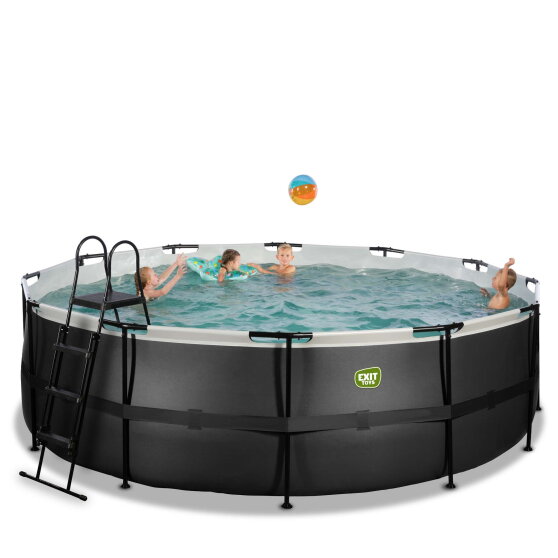 EXIT Black Leather pool &oslash;450x122cm med sandfilterpump - svart