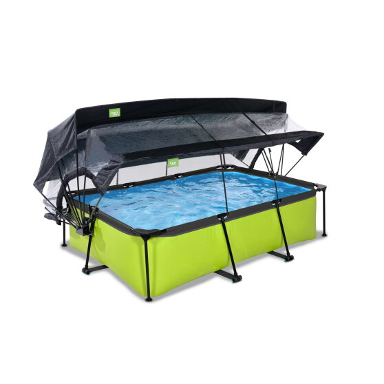EXIT Lime pool 220x150x65cm med filterpump och tak och solsegel - gr&ouml;n