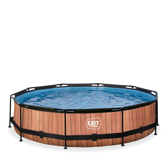 EXIT Wood pool &oslash;360x76cm med filterpump - brun