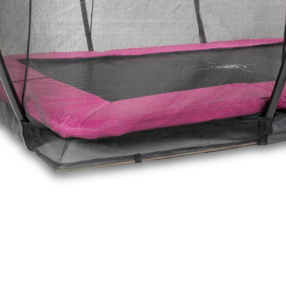 EXIT Silhouette nedgrävd studsmatta 214x305cm med skyddsnät - rosa