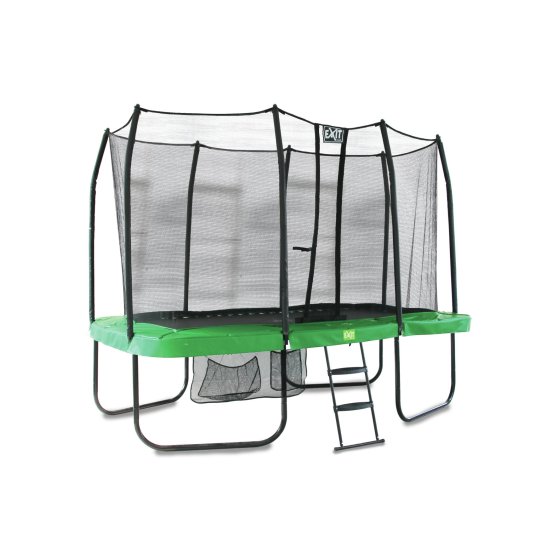 10.96.12.02-exit-jumparena-trampoline-214x366cm-with-ladder-and-shoe-bag-green-grey