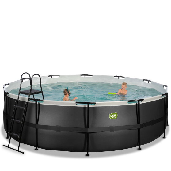 EXIT Black Leather pool &oslash;488x122cm med sandfilterpump - svart