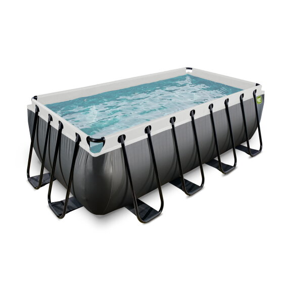 EXIT Black Leather pool 400x200x122cm med sandfilterpump - svart