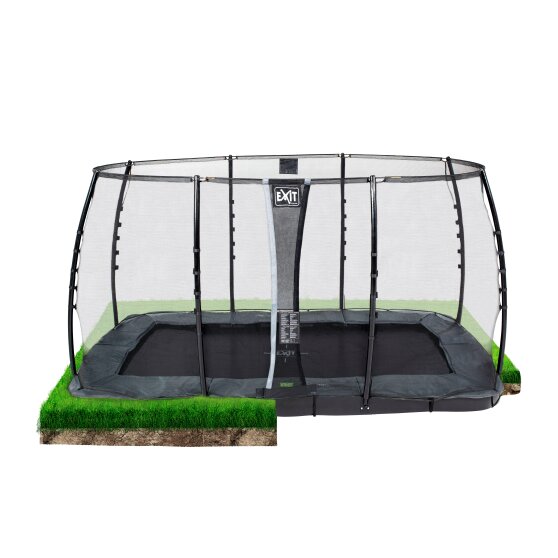 EXIT InTerra ground level trampoline 214x366cm with safety net - grey