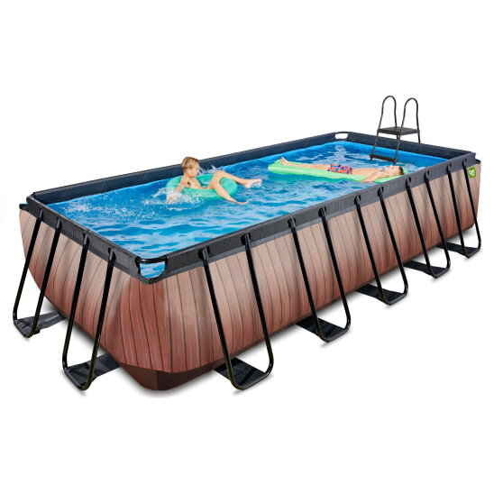 EXIT Wood pool 540x250x122cm med sandfilterpump - brun