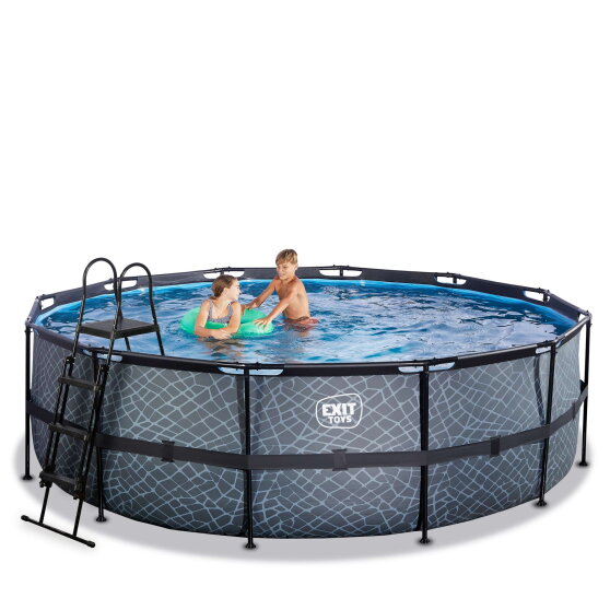 EXIT Stone pool ø450x122cm med filterpump - grå