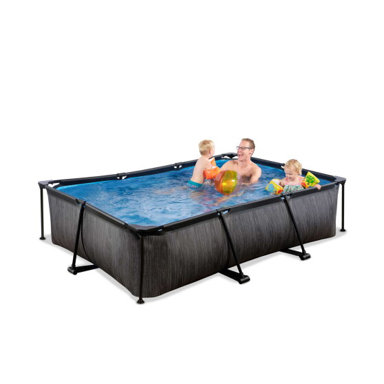 EXIT Black Wood pool 300x200x65cm med filterpump - svart