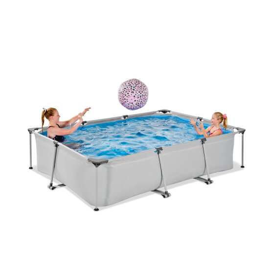 EXIT Soft Grey pool 300x200x65cm med filterpump - gr&aring;