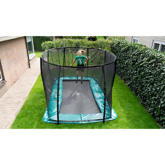 EXIT Supreme ground level trampoline 244x427cm with safety net - grey