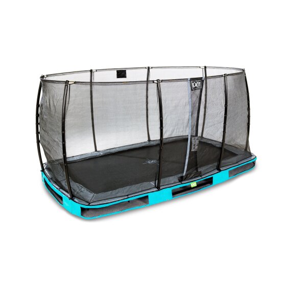 EXIT Elegant ground trampoline 214x366cm with Economy safety net - blue