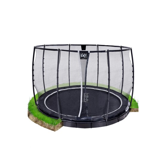 EXIT Supreme ground level trampoline ø305cm with safety net - black