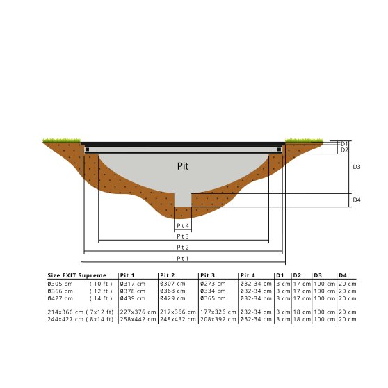 EXIT Supreme ground level trampoline ø366cm with safety net - black