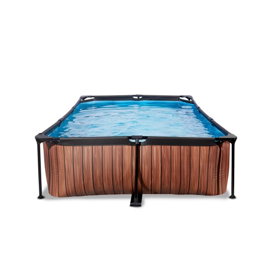 EXIT Wood pool 300x200x65cm med filterpump - brun