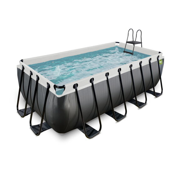 EXIT Black Leather pool 400x200x122cm med sandfilterpump - svart