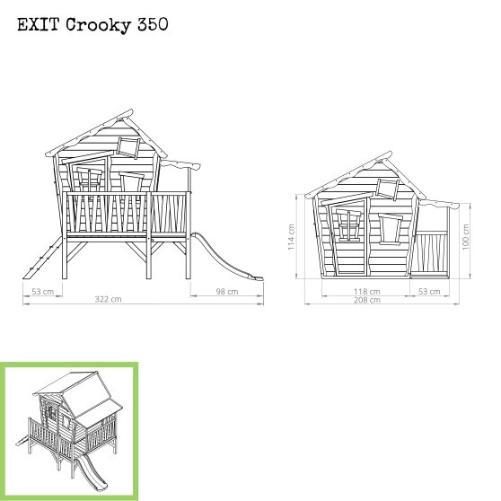EXIT Crooky 350 lekstuga av trä - gråbeige